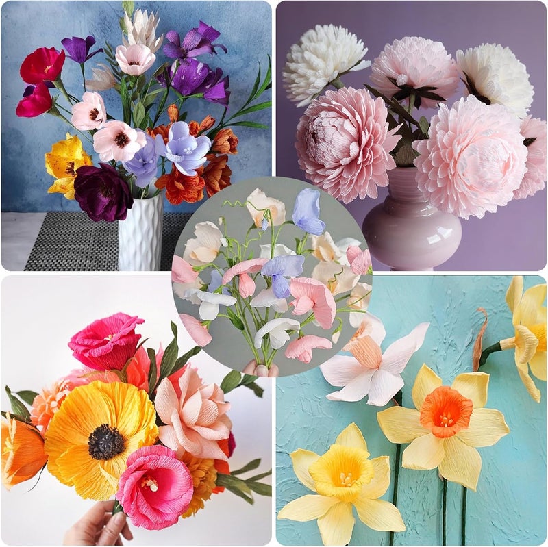 Miuezuth Crepe Paper Flower DIY 14 Colors, 9.8 x 98 Inch Wide Paper for Gift Wrapping, Crafts, Flower Birthday Parties Weddings Festival Decoration (Multiple Colors 1) - Image 4